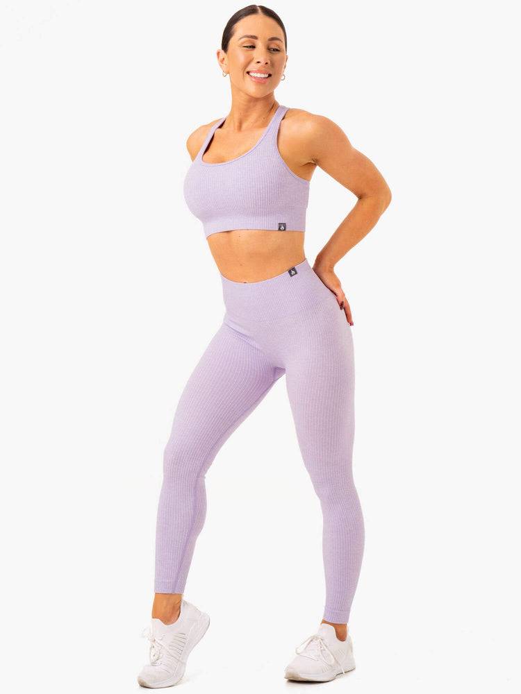 Legginsy Damskie Ryderwear Women Leggings Rib Seamless Lawenda | PL2425TV