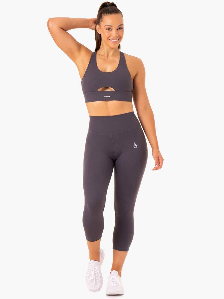 Legginsy Damskie Ryderwear Women Leggings Base 7/8 High Waisted Szare | PL2426RW