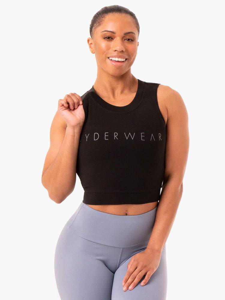 Podkoszulki Damskie Ryderwear Women Tanks Motion Crop Top Czarne | PL1124OR