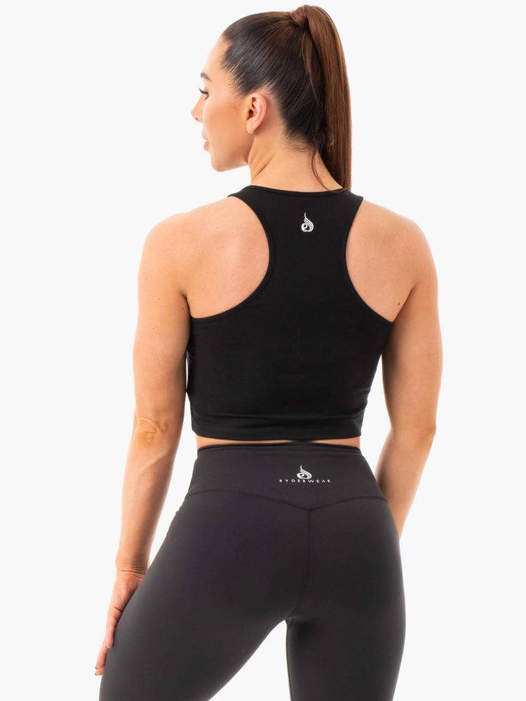 Podkoszulki Damskie Ryderwear Women Tanks Cropped Racer Back Czarne | PL1126AP