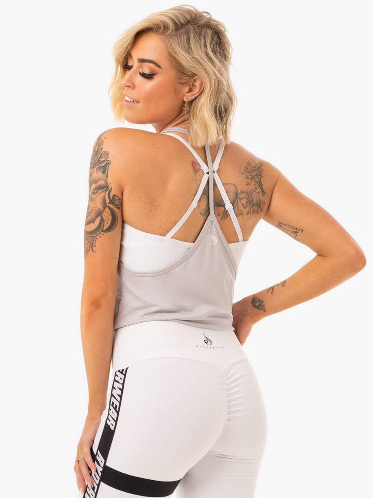 Podkoszulki Damskie Ryderwear Women Tanks Courtside Slinky T-Back Szare | PL1131HK