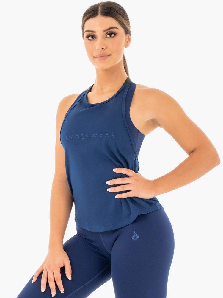 Podkoszulki Damskie Ryderwear Women Tanks Motion Slinky T-Back Granatowe | PL1139BC