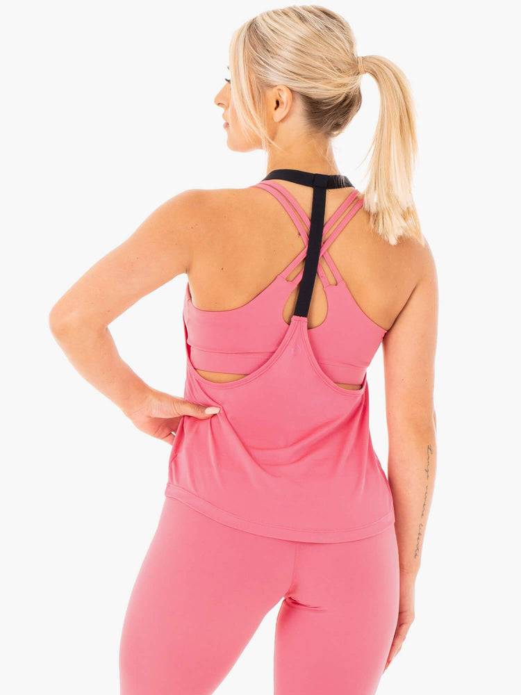 Podkoszulki Damskie Ryderwear Women Tanks Motion Slinky T-Back Różowe | PL1142QZ