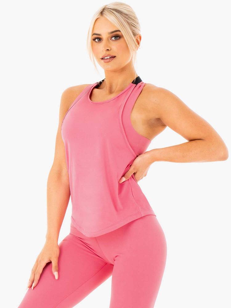 Podkoszulki Damskie Ryderwear Women Tanks Motion Slinky T-Back Różowe | PL1142QZ