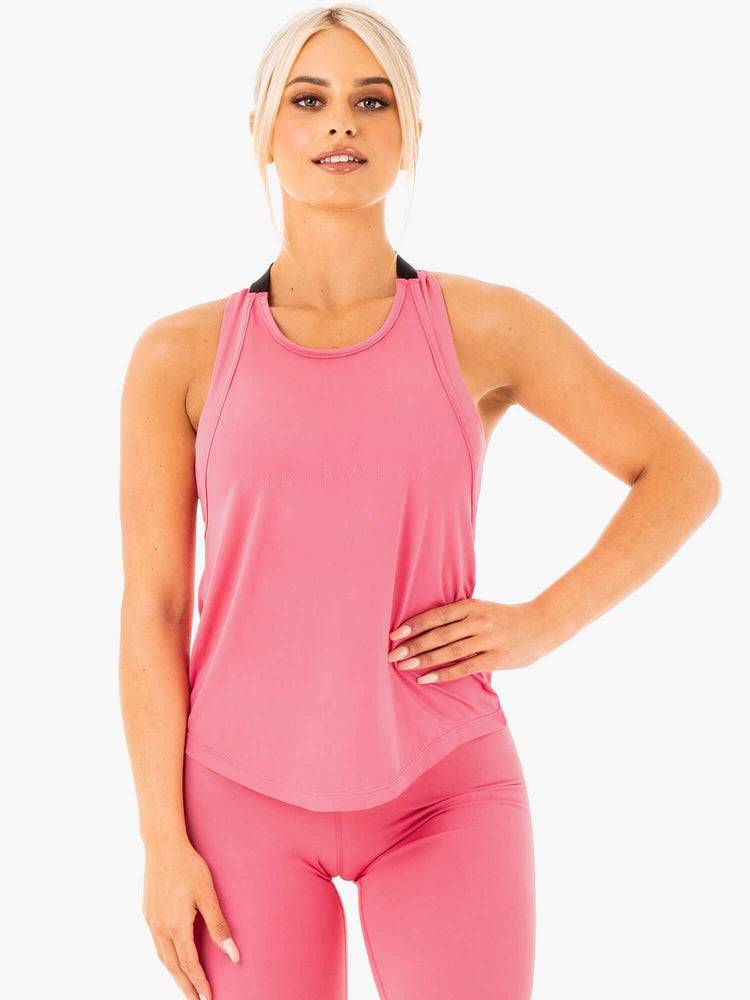 Podkoszulki Damskie Ryderwear Women Tanks Motion Slinky T-Back Różowe | PL1142QZ