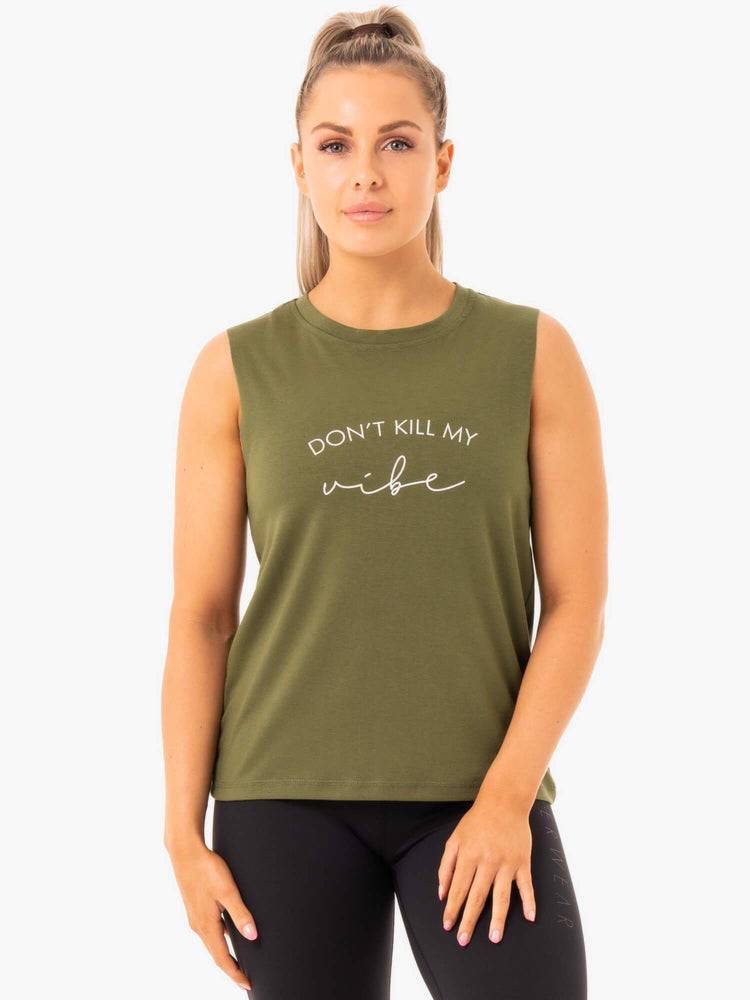 Podkoszulki Damskie Ryderwear Women Tanks Ladies Baller Khaki | PL1147YU