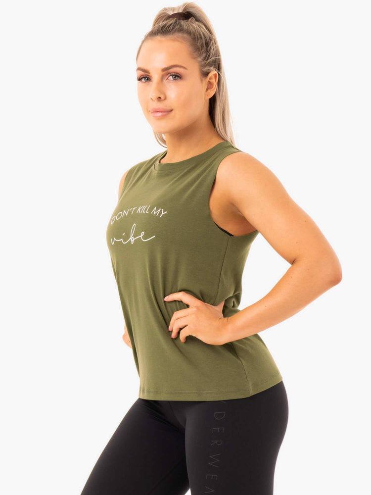 Podkoszulki Damskie Ryderwear Women Tanks Ladies Baller Khaki | PL1147YU