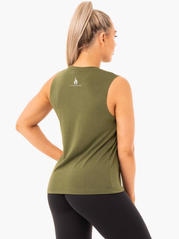 Podkoszulki Damskie Ryderwear Women Tanks Ladies Baller Khaki | PL1147YU