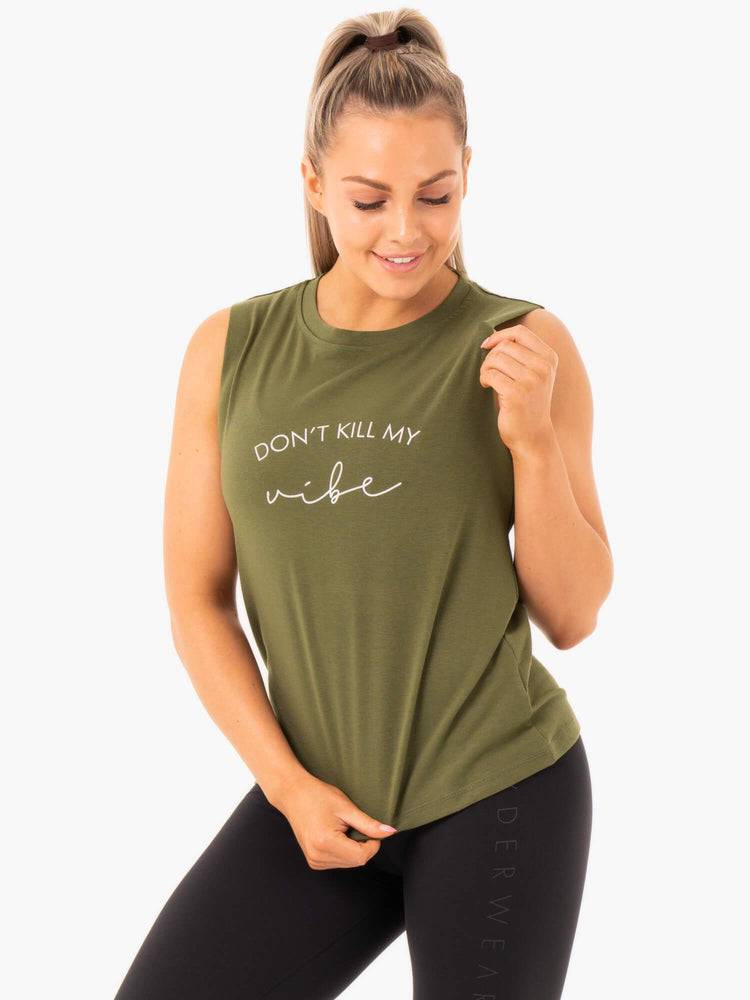 Podkoszulki Damskie Ryderwear Women Tanks Ladies Baller Khaki | PL1147YU