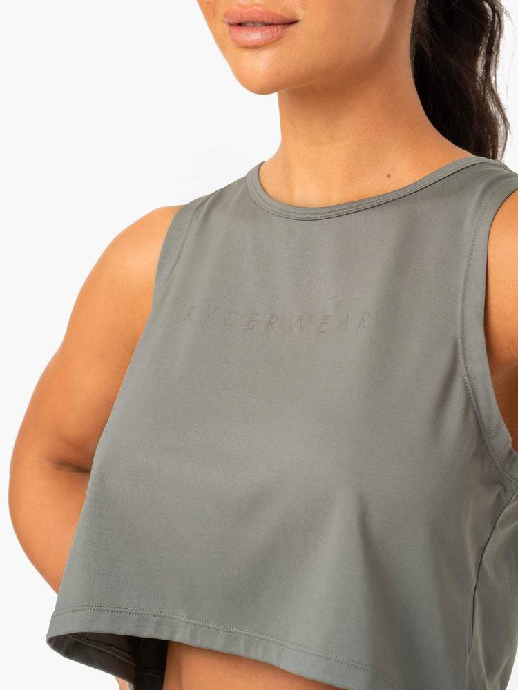 Podkoszulki Damskie Ryderwear Women Tanks Hybryd Muscle Khaki | PL1150OR