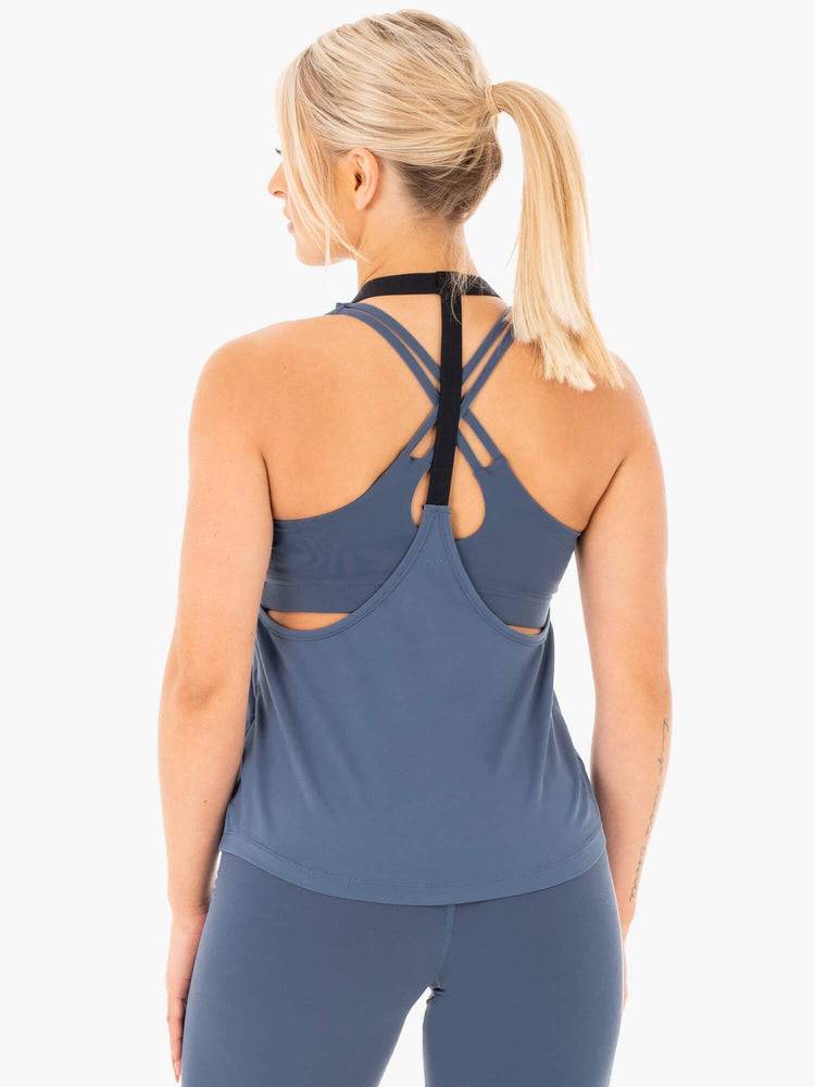 Podkoszulki Damskie Ryderwear Women Tanks Motion Slinky T-Back Szare Niebieskie | PL1155FM