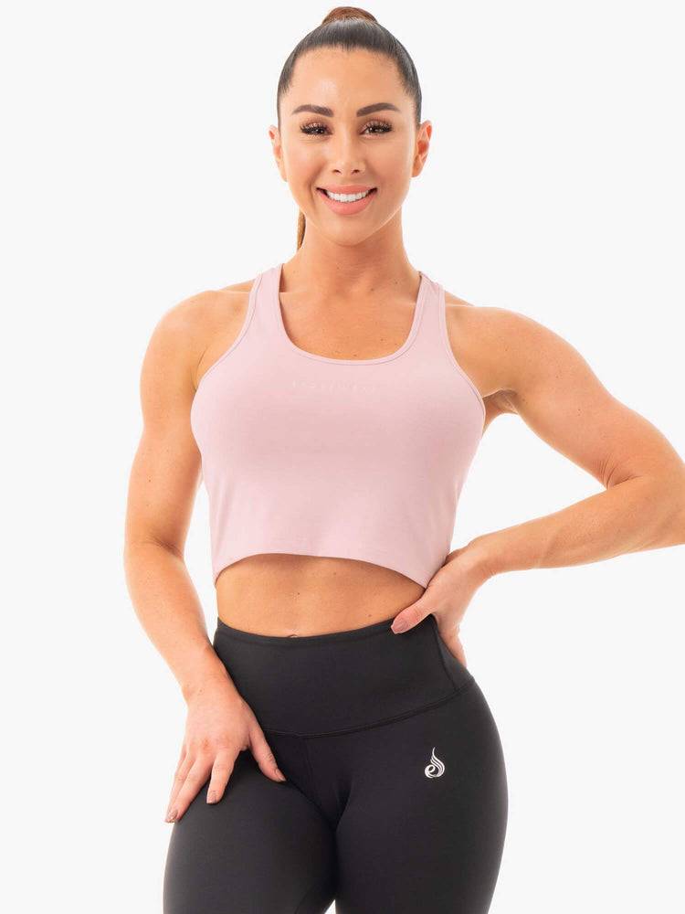 Podkoszulki Damskie Ryderwear Women Tanks Cropped Racer Back Różowe | PL1157HK