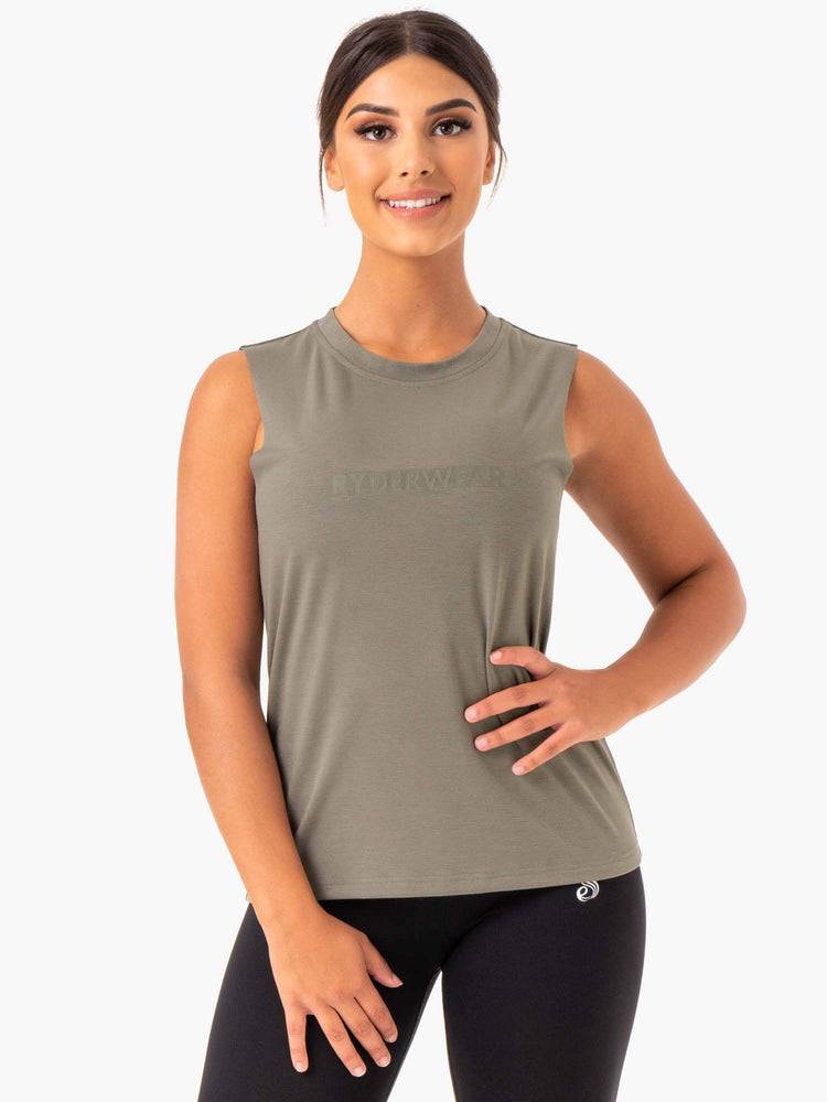 Podkoszulki Damskie Ryderwear Women Tanks Base Regular Cut Khaki | PL1161ZG