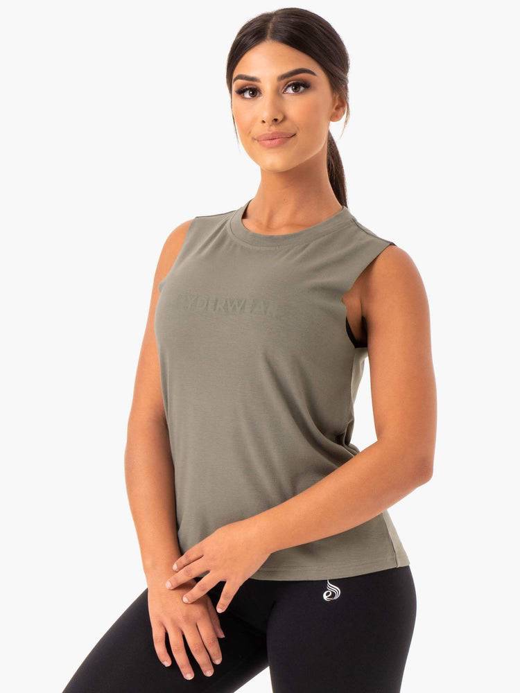 Podkoszulki Damskie Ryderwear Women Tanks Base Regular Cut Khaki | PL1161ZG