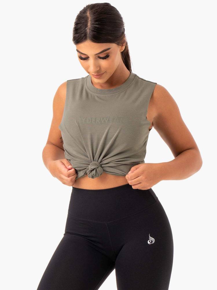 Podkoszulki Damskie Ryderwear Women Tanks Base Regular Cut Khaki | PL1161ZG