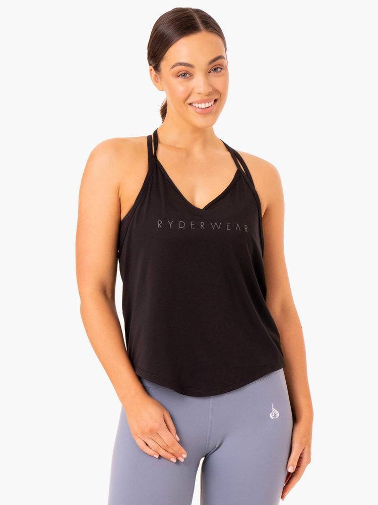 Podkoszulki Damskie Ryderwear Women Tanks Staples Slinky T-Back Czarne | PL1162XF