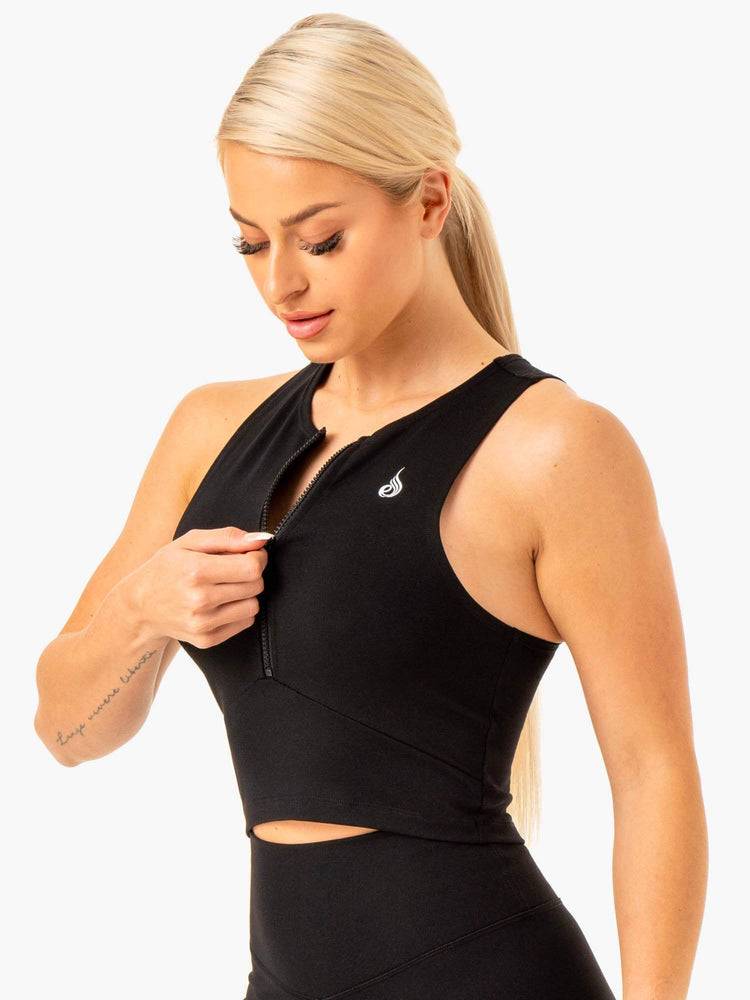 Podkoszulki Damskie Ryderwear Women Tanks Reflex Zip Up Czarne | PL1163CE