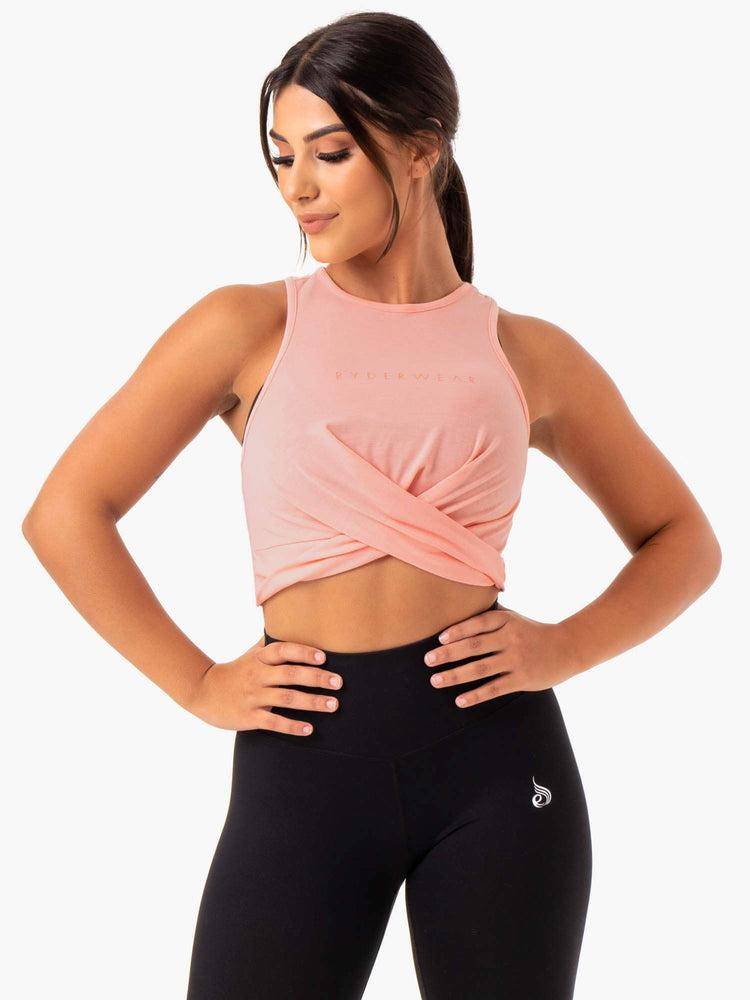 Podkoszulki Damskie Ryderwear Women Tanks Adapt Twist Cropped Koralowe | PL1170EX