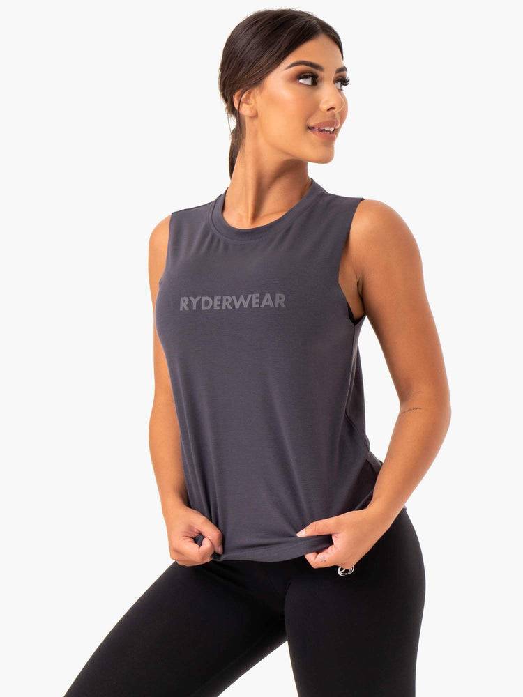 Podkoszulki Damskie Ryderwear Women Tanks Base Regular Cut Szare | PL1179SO