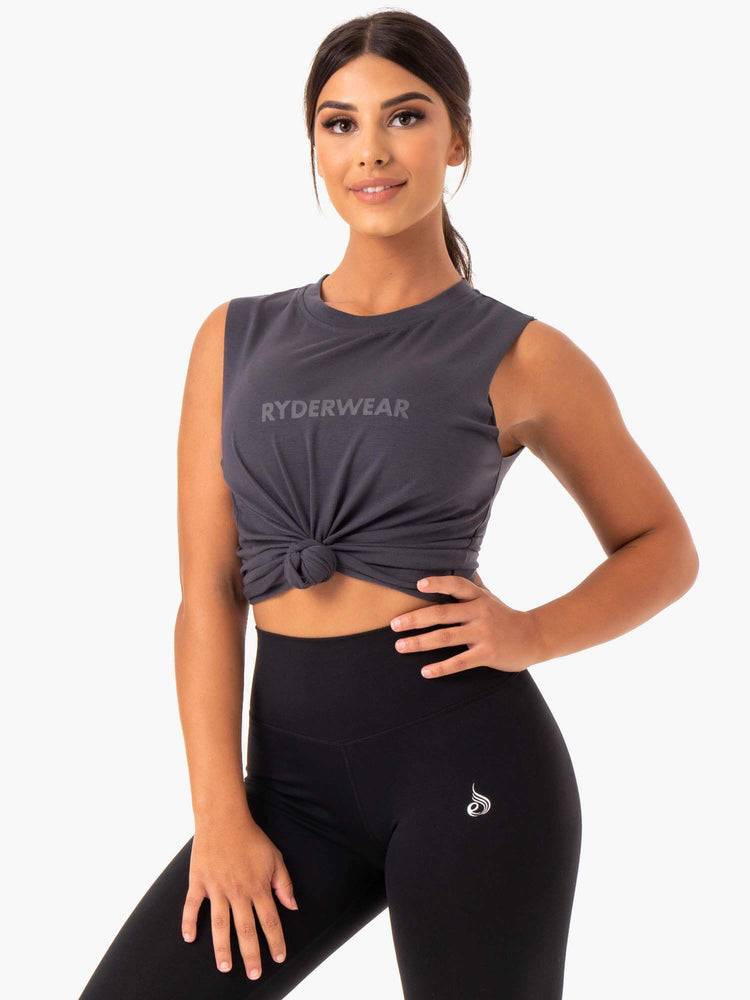 Podkoszulki Damskie Ryderwear Women Tanks Base Regular Cut Szare | PL1179SO