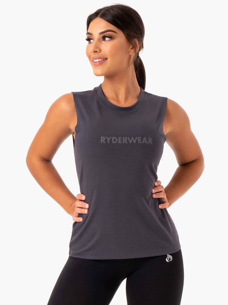 Podkoszulki Damskie Ryderwear Women Tanks Base Regular Cut Szare | PL1179SO