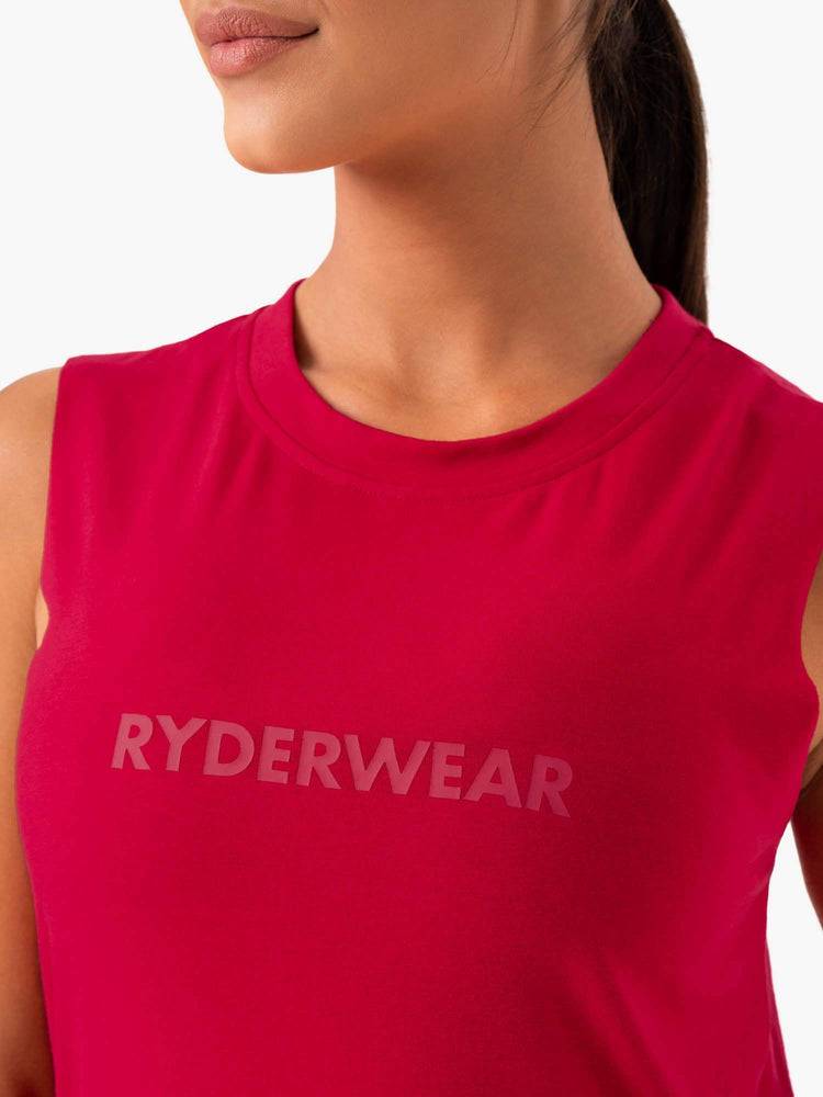 Podkoszulki Damskie Ryderwear Women Tanks Base Regular Cut Różowe Czerwone | PL1181FM