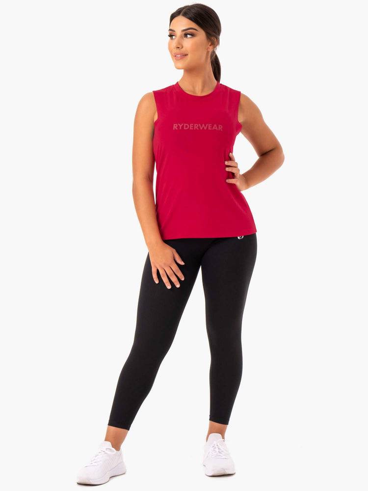 Podkoszulki Damskie Ryderwear Women Tanks Base Regular Cut Różowe Czerwone | PL1181FM