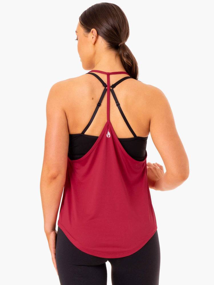 Podkoszulki Damskie Ryderwear Women Tanks Staples Slinky T-Back Bordowe Czerwone | PL1183HK