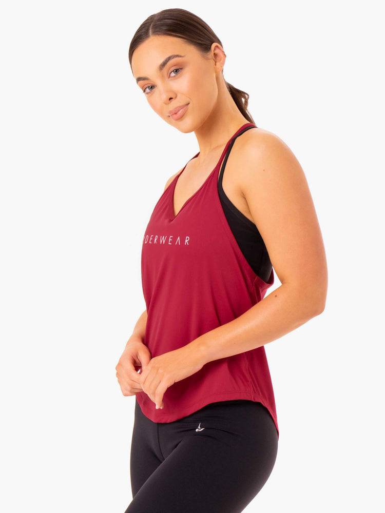 Podkoszulki Damskie Ryderwear Women Tanks Staples Slinky T-Back Bordowe Czerwone | PL1183HK