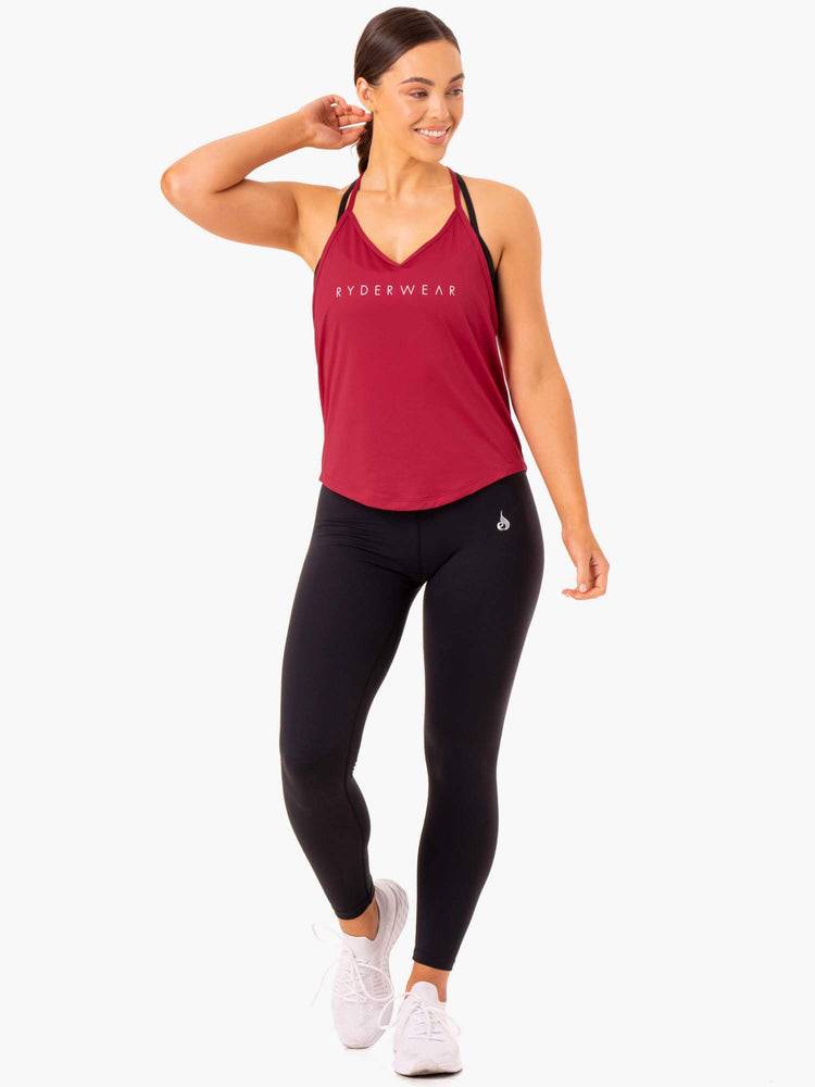 Podkoszulki Damskie Ryderwear Women Tanks Staples Slinky T-Back Bordowe Czerwone | PL1183HK