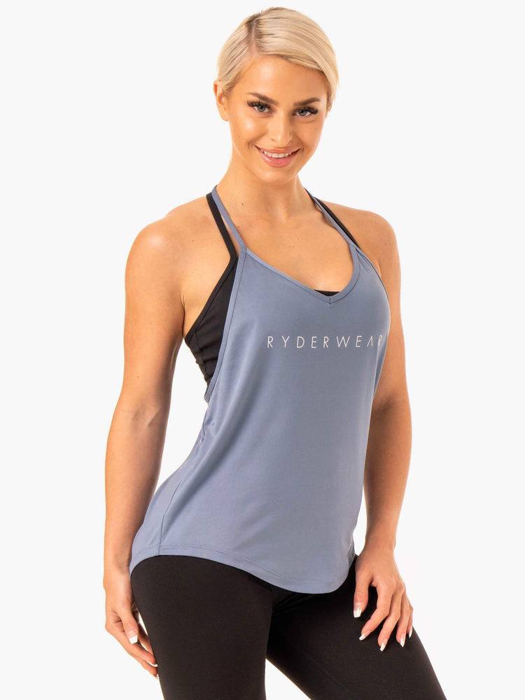 Podkoszulki Damskie Ryderwear Women Tanks Staples Slinky T-Back Szare | PL1189CE