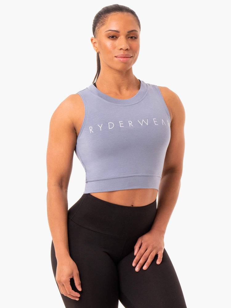 Podkoszulki Damskie Ryderwear Women Tanks Motion Crop Top Szare | PL1199YU