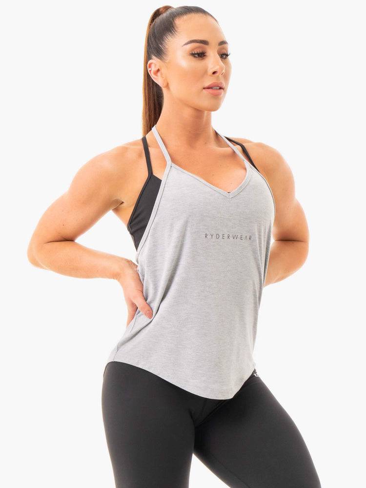 Podkoszulki Damskie Ryderwear Women Tanks Luxe T-Back Szare | PL1201IS