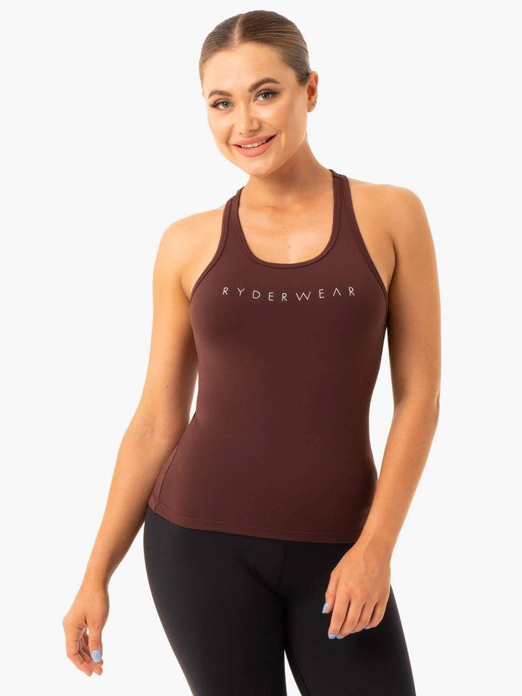 Podkoszulki Damskie Ryderwear Women Tanks Hype Racer Back Czekolada | PL1204AP