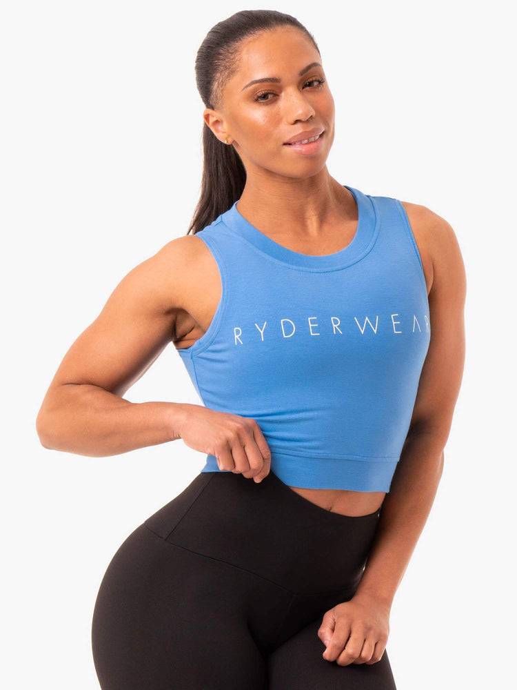 Podkoszulki Damskie Ryderwear Women Tanks Motion Crop Top Niebieskie | PL1206DN