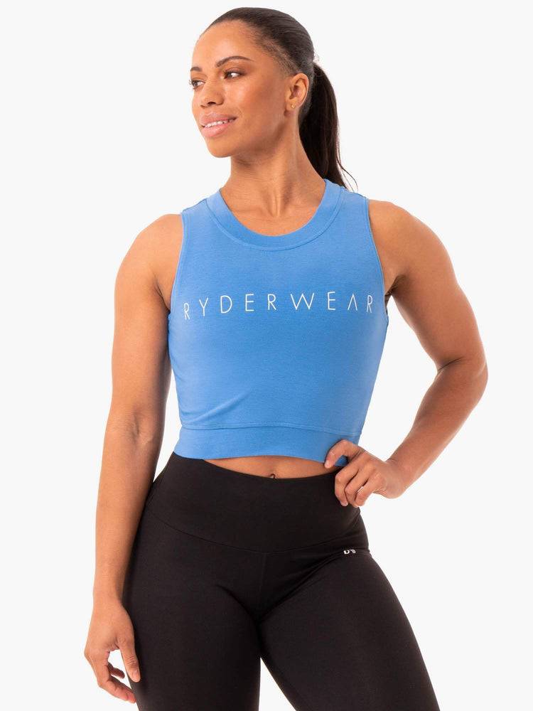 Podkoszulki Damskie Ryderwear Women Tanks Motion Crop Top Niebieskie | PL1206DN