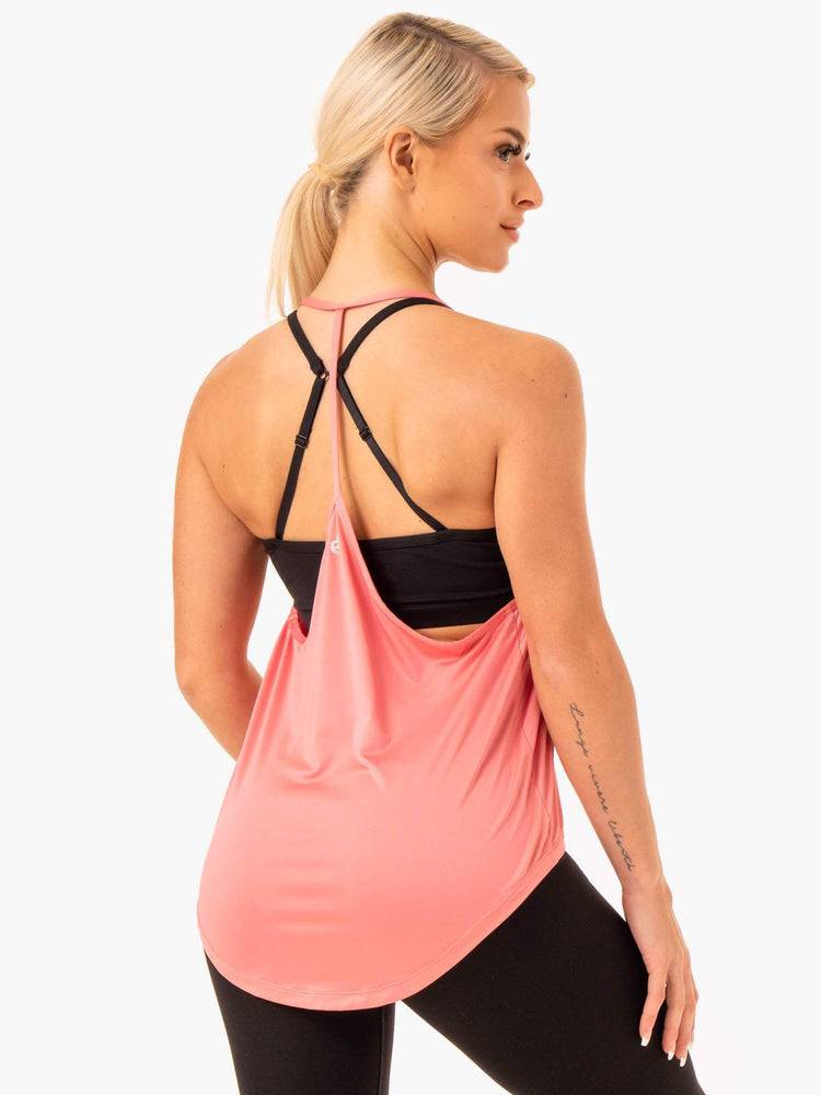 Podkoszulki Damskie Ryderwear Women Tanks Staples Slinky T-Back Różowe Różowe | PL1208GL