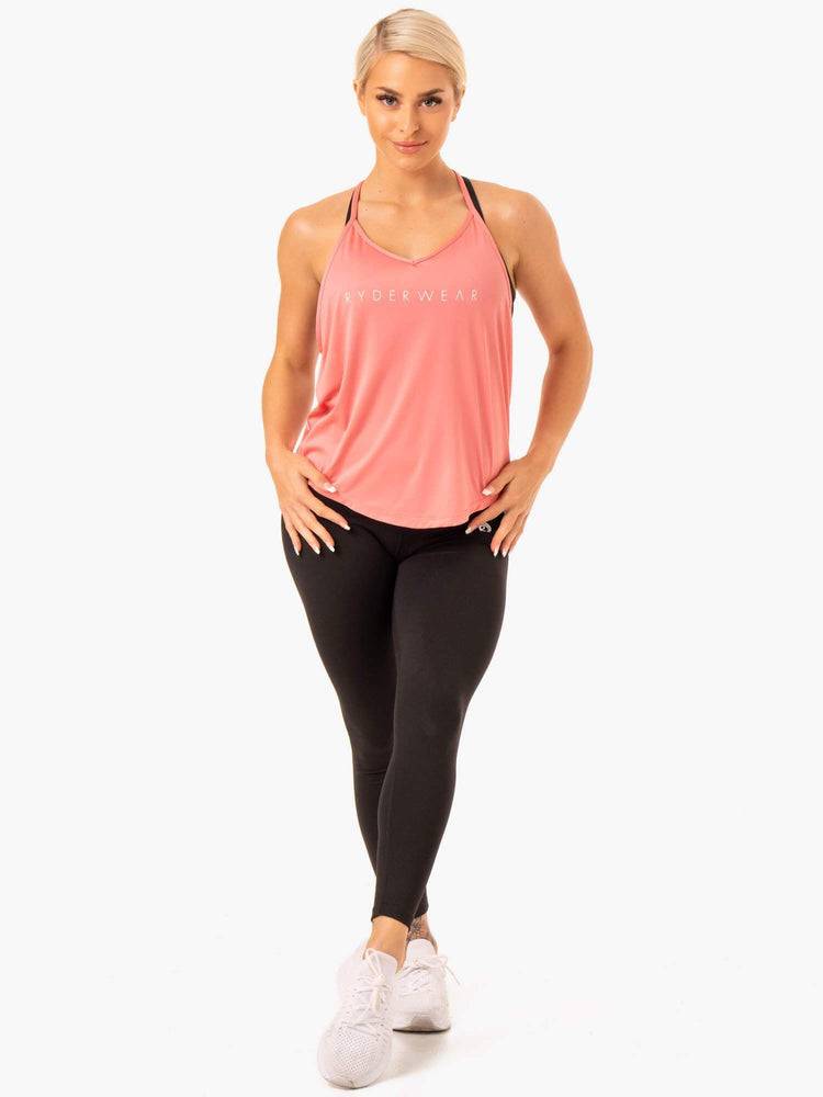 Podkoszulki Damskie Ryderwear Women Tanks Staples Slinky T-Back Różowe Różowe | PL1208GL