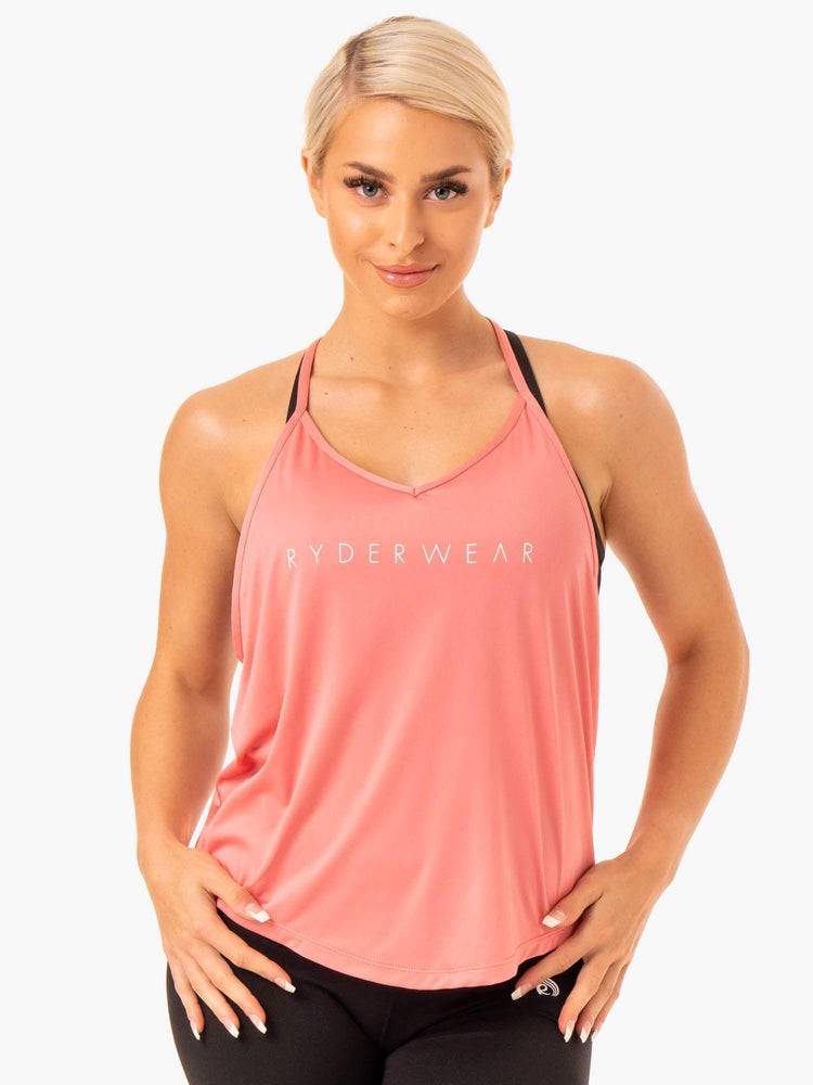 Podkoszulki Damskie Ryderwear Women Tanks Staples Slinky T-Back Różowe Różowe | PL1208GL