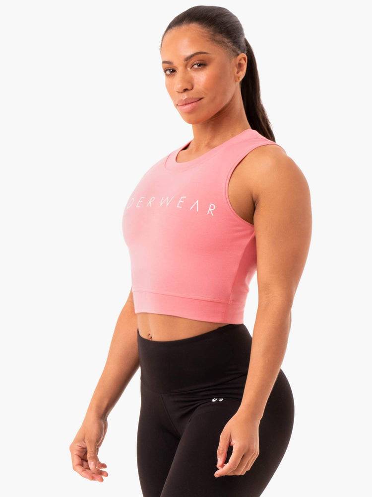 Podkoszulki Damskie Ryderwear Women Tanks Motion Crop Top Różowe Różowe | PL1209HK