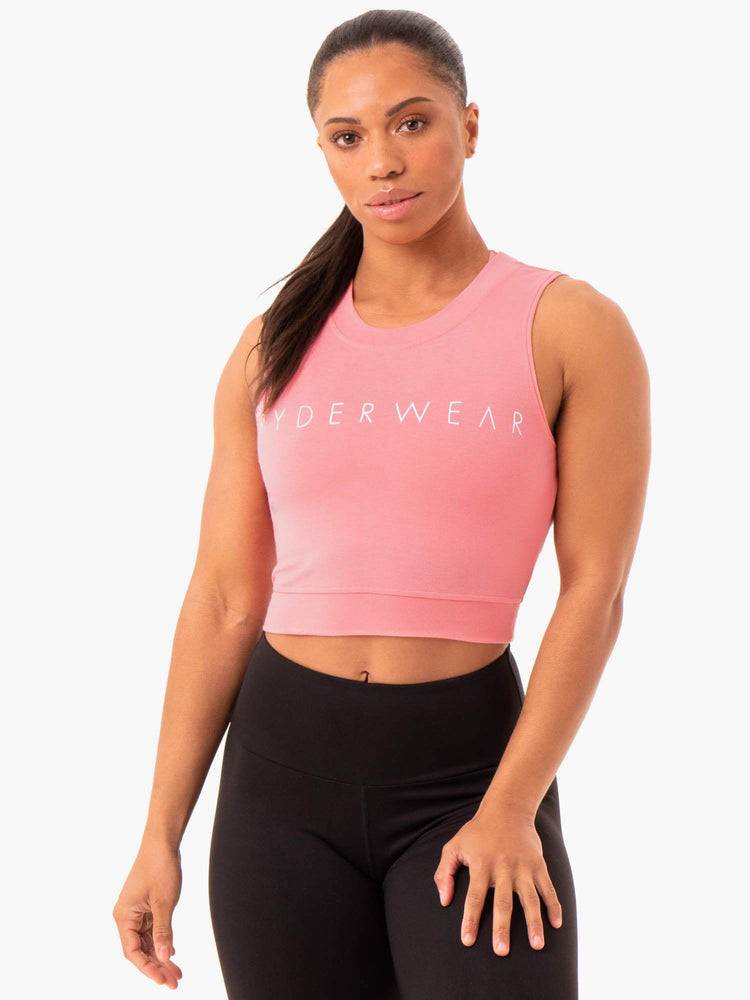 Podkoszulki Damskie Ryderwear Women Tanks Motion Crop Top Różowe Różowe | PL1209HK