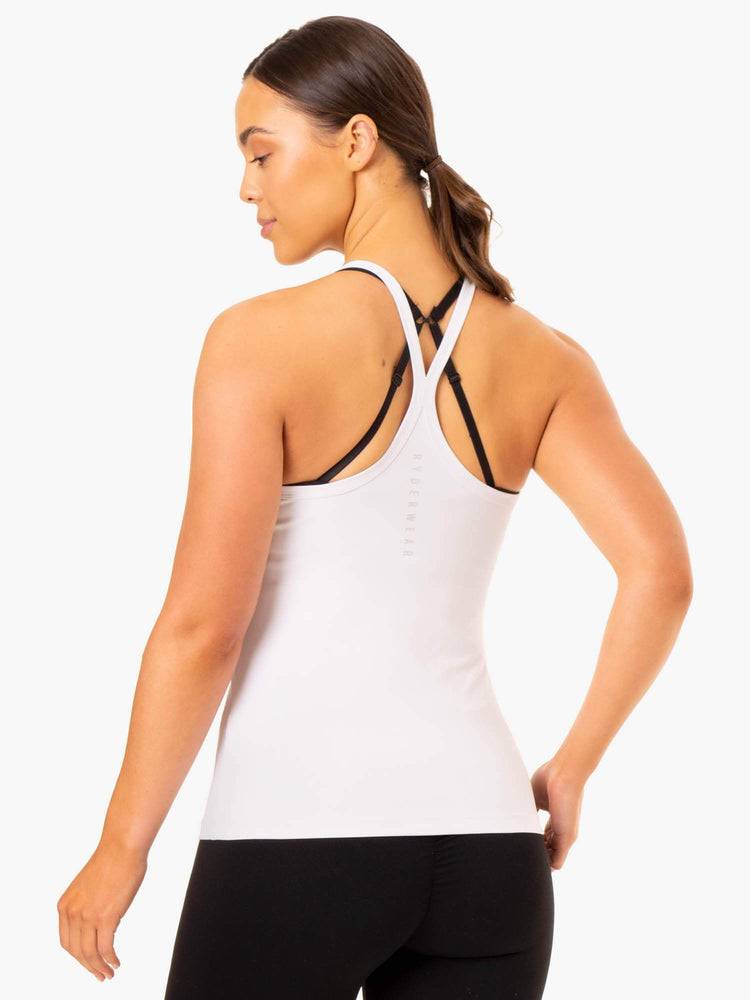 Podkoszulki Damskie Ryderwear Women Tanks Foundation Treningowe Białe | PL1213ZG