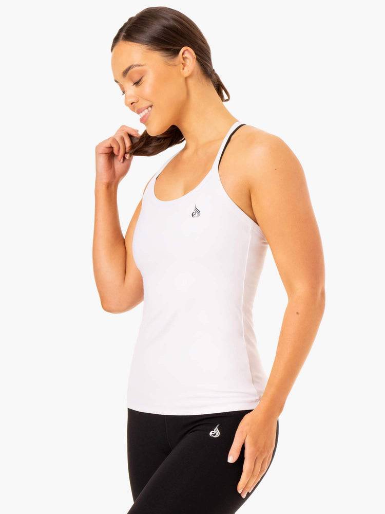 Podkoszulki Damskie Ryderwear Women Tanks Foundation Treningowe Białe | PL1213ZG