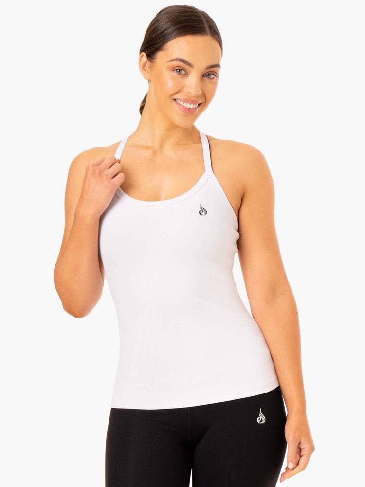 Podkoszulki Damskie Ryderwear Women Tanks Foundation Treningowe Białe | PL1213ZG