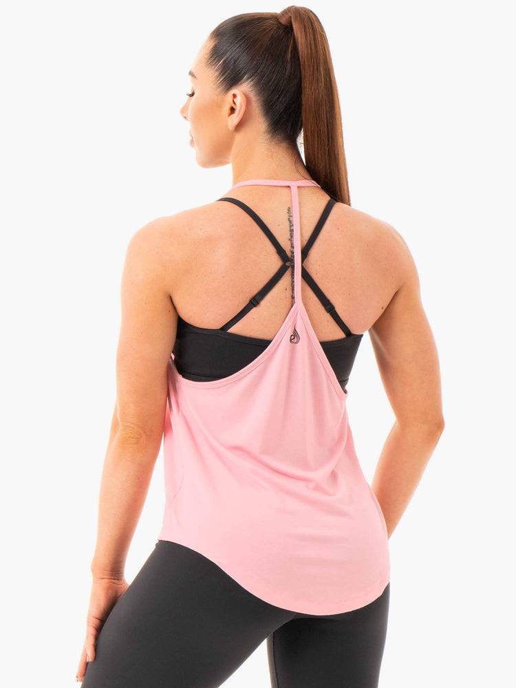 Podkoszulki Damskie Ryderwear Women Tanks Luxe T-Back Różowe | PL1215CE