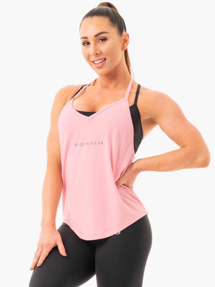 Podkoszulki Damskie Ryderwear Women Tanks Luxe T-Back Różowe | PL1215CE