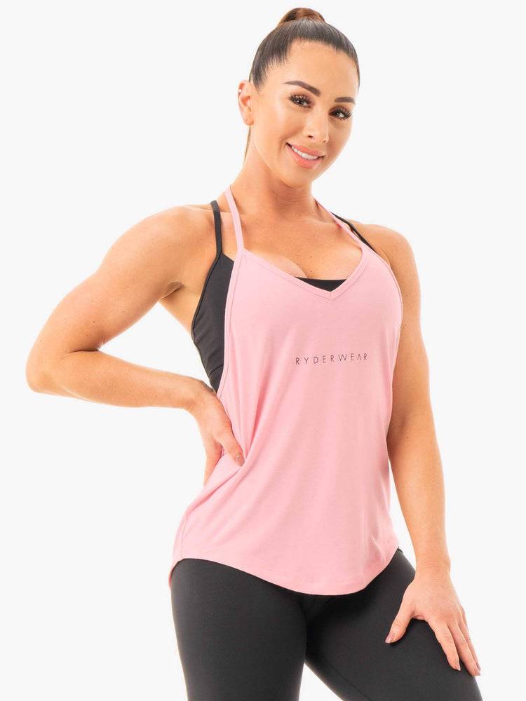 Podkoszulki Damskie Ryderwear Women Tanks Luxe T-Back Różowe | PL1215CE