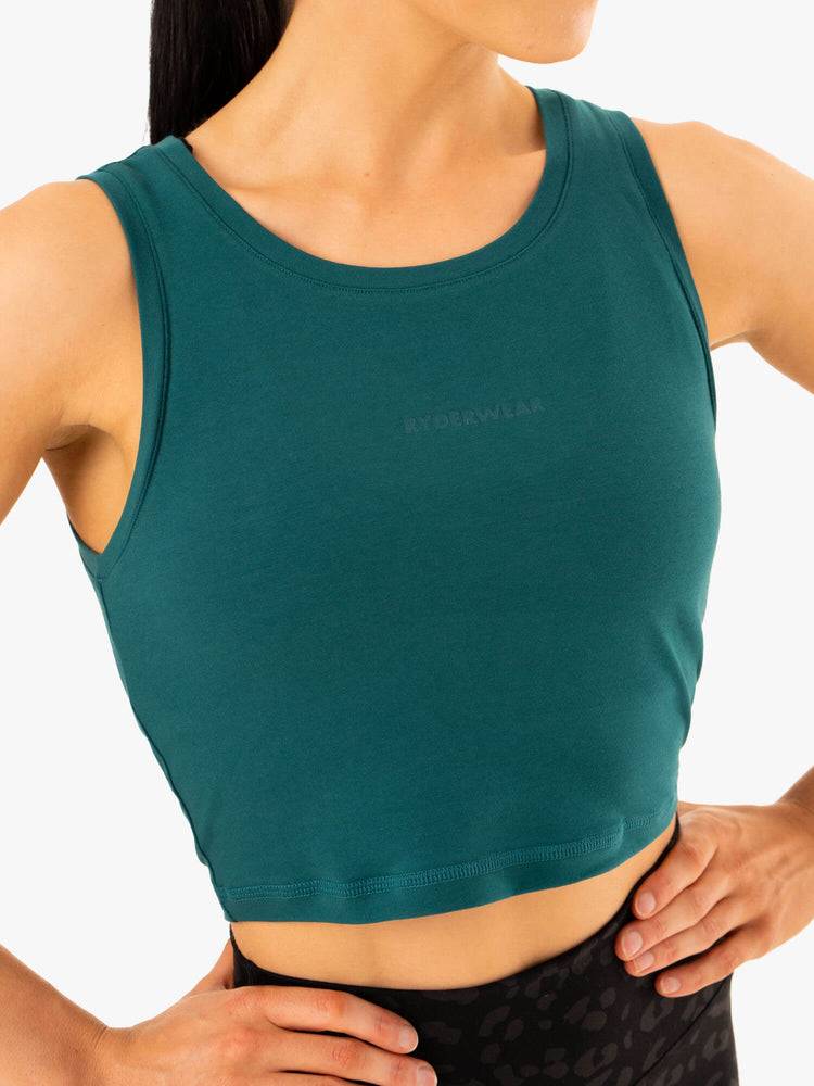 Podkoszulki Damskie Ryderwear Women Tanks Evolution Bawełniane Turkusowe | PL1221WY