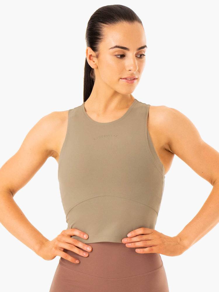 Podkoszulki Damskie Ryderwear Women Tanks NKD Refine Khaki | PL1222EX