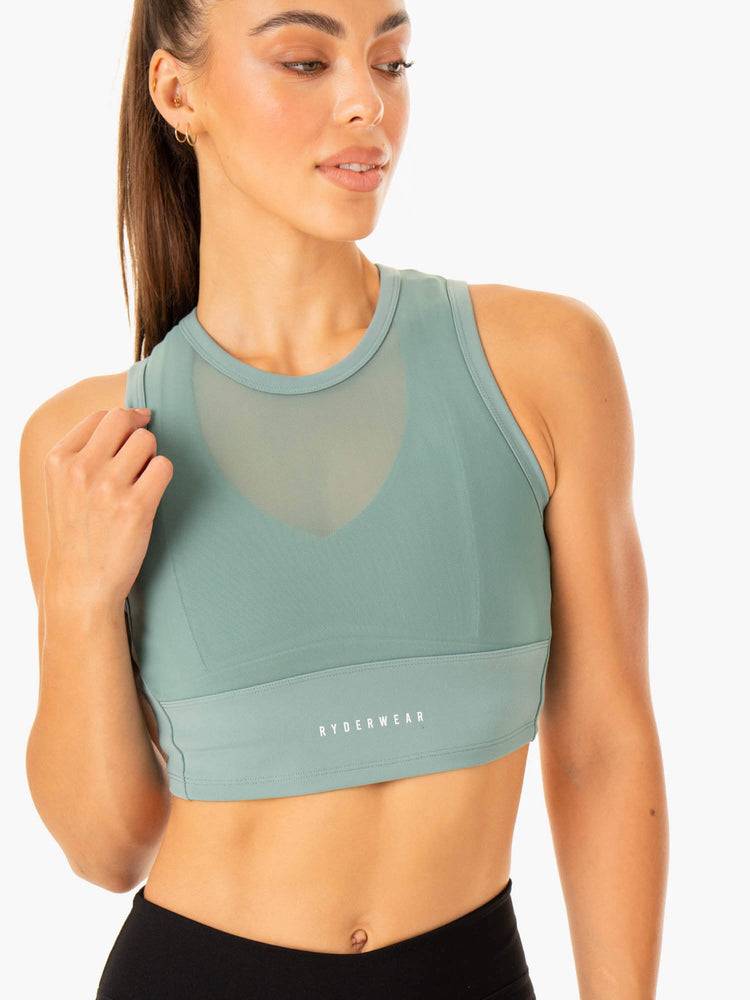 Podkoszulki Damskie Ryderwear Women Tanks Revival Mesh Oliwkowe Zielone | PL1234GL